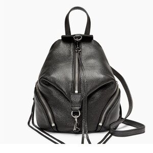 Rebecca Minkoff Leather Backpack Purse Bag Black Pebbled Julian
